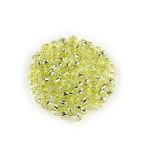 Margele de nisip pentru brodat 2,5x1,5mm, 10 grame - verde deschis cu foita argintie