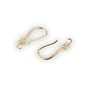 Tortite cercei aurii cu stras de zirconiu 18x3mm (2 buc.)