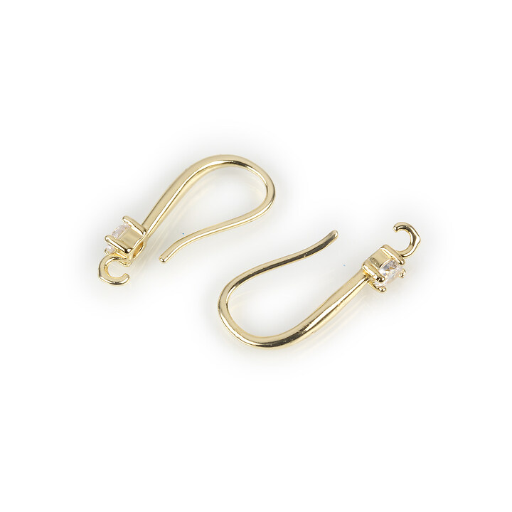 Tortite cercei aurii cu stras de zirconiu 18x3mm (2 buc.)