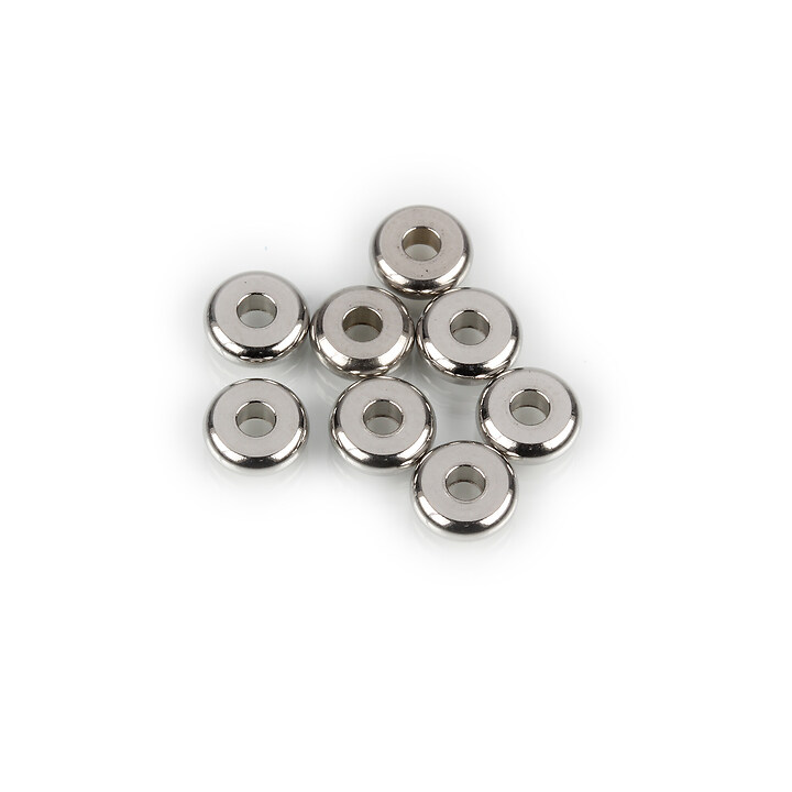 Distantiere metalice tip Heishi rondele 6x2mm - argintiu inchis