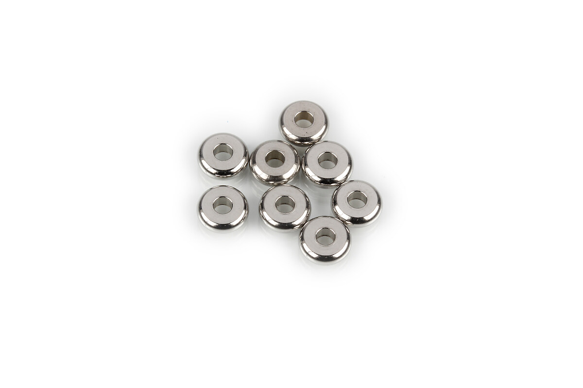 Distantiere metalice tip Heishi rondele 6x2mm - argintiu inchis
