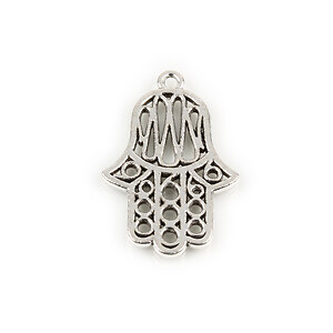 Charm argintiu antichizat mana Hamsa 27x18mm