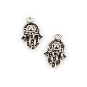 Charm argintiu antichizat mana Hamsa 20x11,5mm