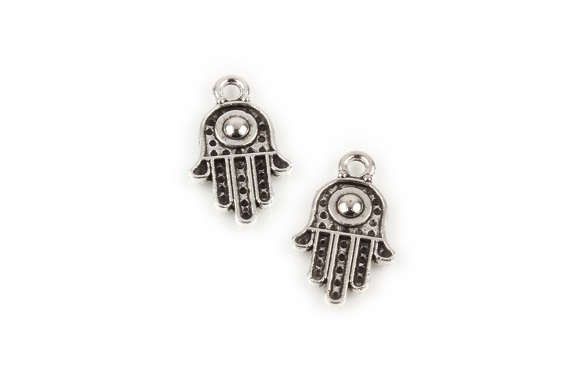 Charm argintiu antichizat mana Hamsa 20x11,5mm