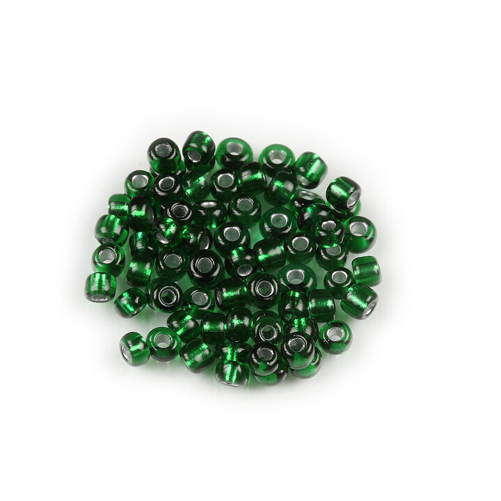 Margele de nisip 2mm cu foita argintie (50g) - cod 055 - verde inchis