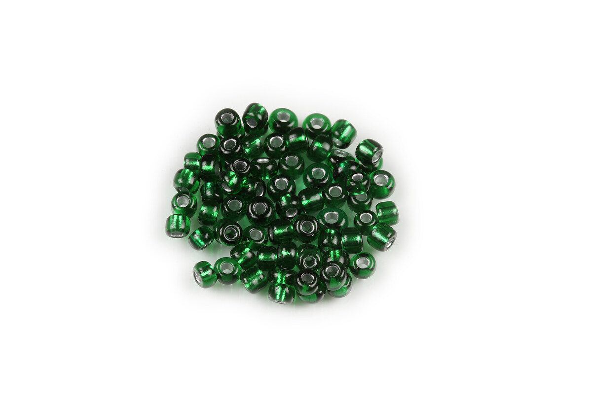 Margele de nisip 2mm cu foita argintie (50g) - cod 055 - verde inchis