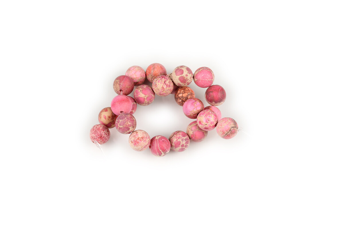 Mărgele scurt regalite de sinteză roz frosted sfere 8 mm (sirag)
