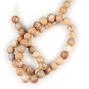 Margele regalite de sinteza maro frosted sfere 8mm (sirag)