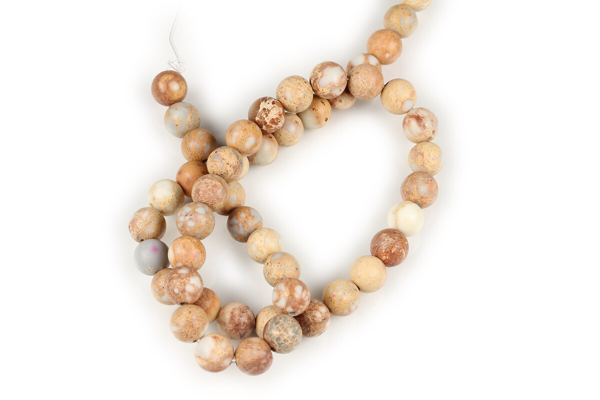 Margele regalite de sinteza maro frosted sfere 8mm (sirag)