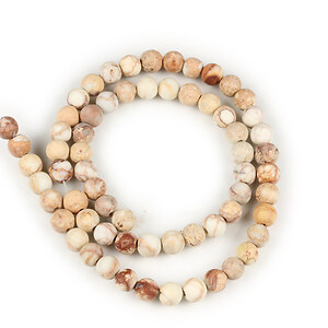 Margele regalite de sinteza maro frosted sfere 6mm (sirag)