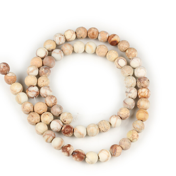 Margele regalite de sinteza maro frosted sfere 6mm (sirag)