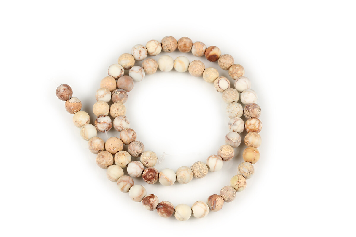 Margele regalite de sinteza maro frosted sfere 6mm (sirag)