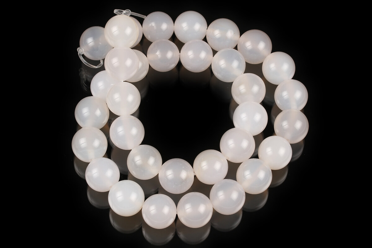 Margele agate albe sfere 12mm (sirag)