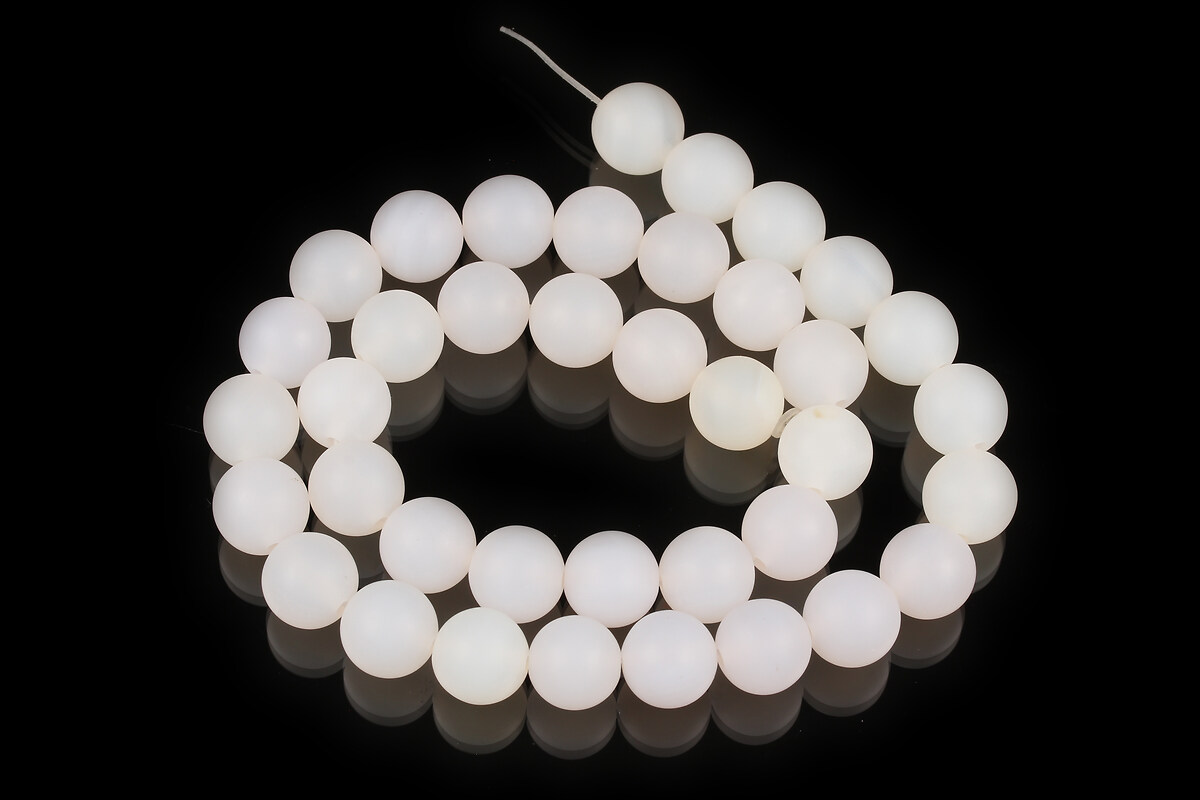 Margele agate albe frosted (mat) sfere 10mm (sirag)