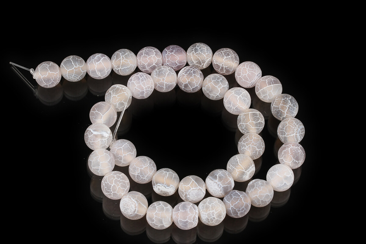 Margele agate crackle frosted (mat) sfere 10mm (sirag) - gri