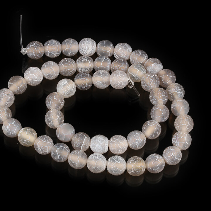 Margele agate crackle frosted (mat) sfere 8mm (sirag) - gri