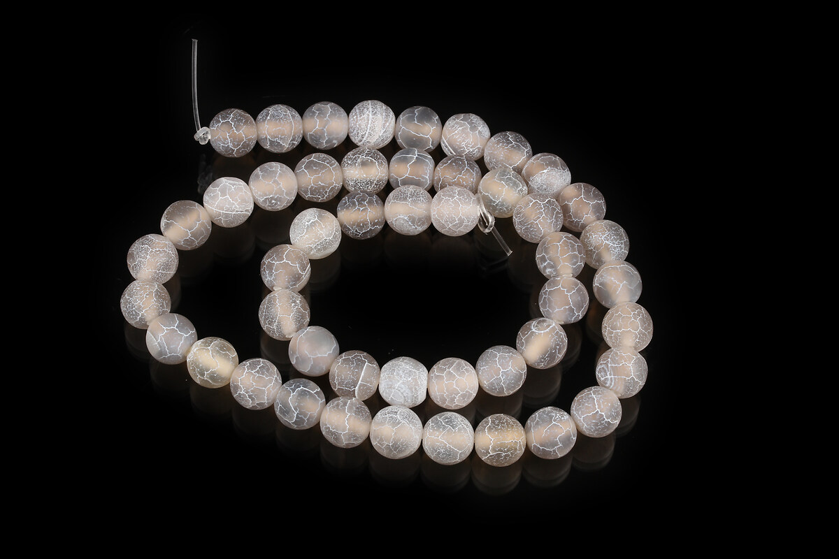 Margele agate crackle frosted (mat) sfere 8mm (sirag) - gri