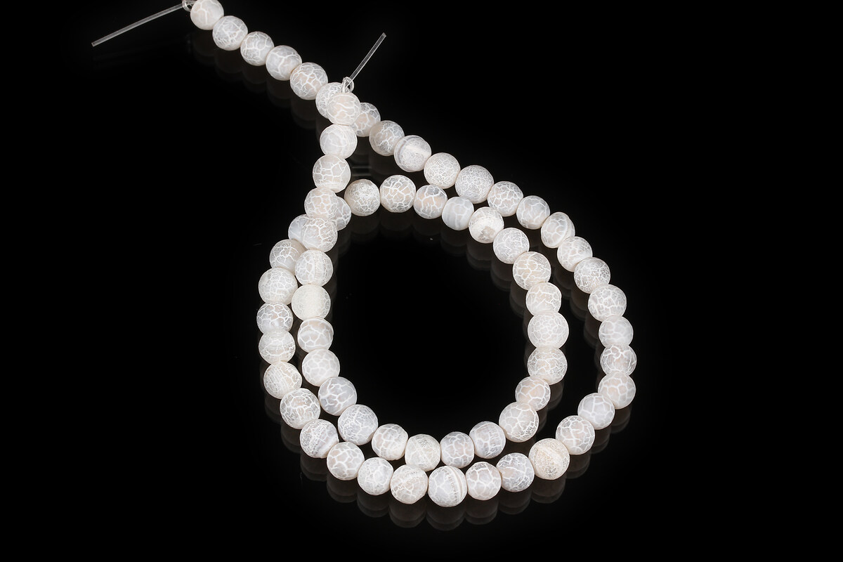 Margele agate crackle frosted (mat) sfere 6mm (sirag) - gri