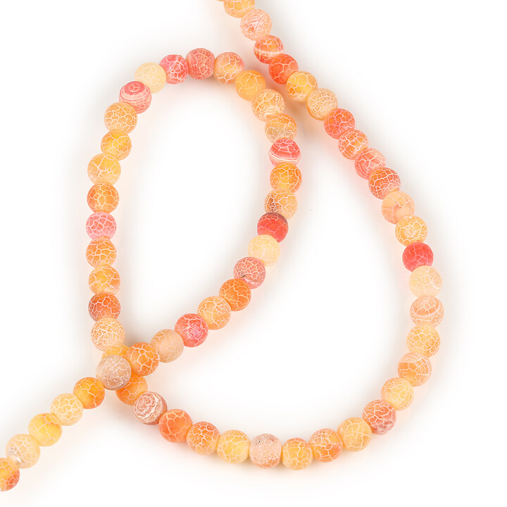 Margele agate crackle frosted (mat) sfere 6mm (sirag) - portocaliu