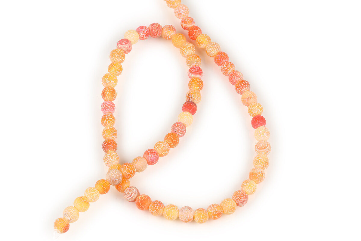 Margele agate crackle frosted (mat) sfere 6mm (sirag) - portocaliu