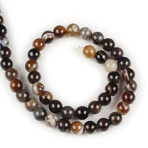 Margele agate striped sfere 8mm (sirag) - maro