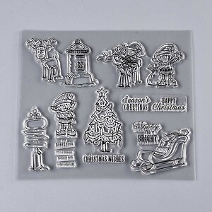 Set stampile acrilice transparente model Craciun 160~170x140~150x3mm