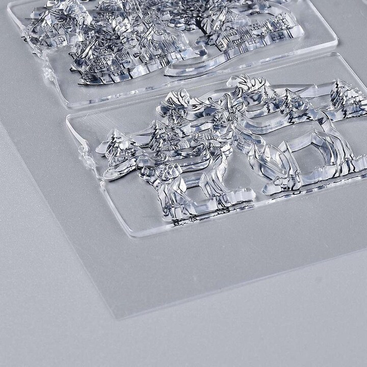 Set stampile acrilice transparente model Craciun 160~170x140~150x3mm