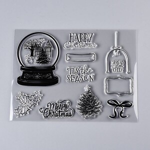 Set stampile acrilice transparente model Craciun 200~218x150~156x3mm