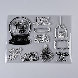 Set stampile acrilice transparente model Craciun 200~218x150~156x3mm 