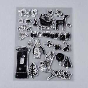 Set stampile acrilice transparente model Craciun 200~218x150~156x3mm