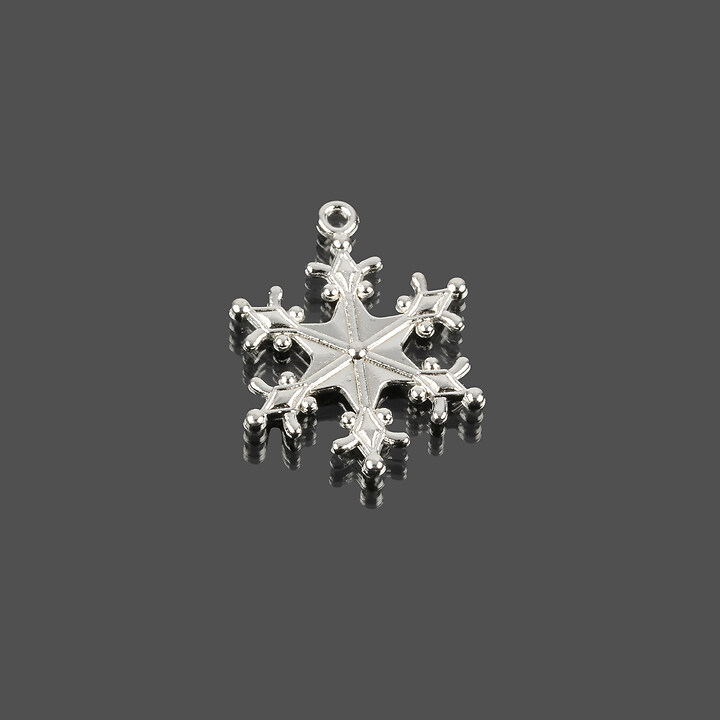 Charm argintiu fulg de nea 29x22mm