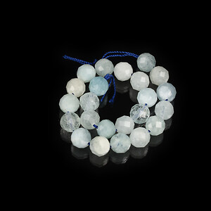 Sirag scurt aquamarine sfere fatetate 8 mm (sirag)