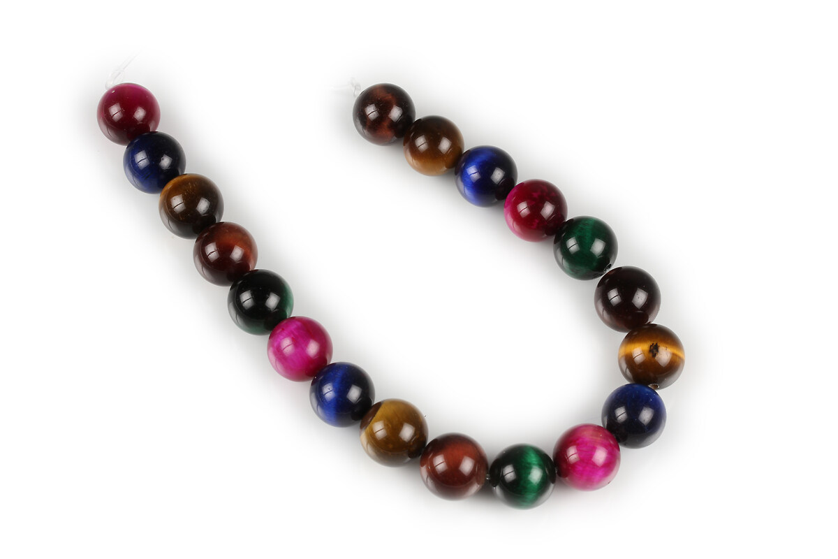 Mărgele scurt ochi de tigru multicolor sfere 10 mm (sirag)