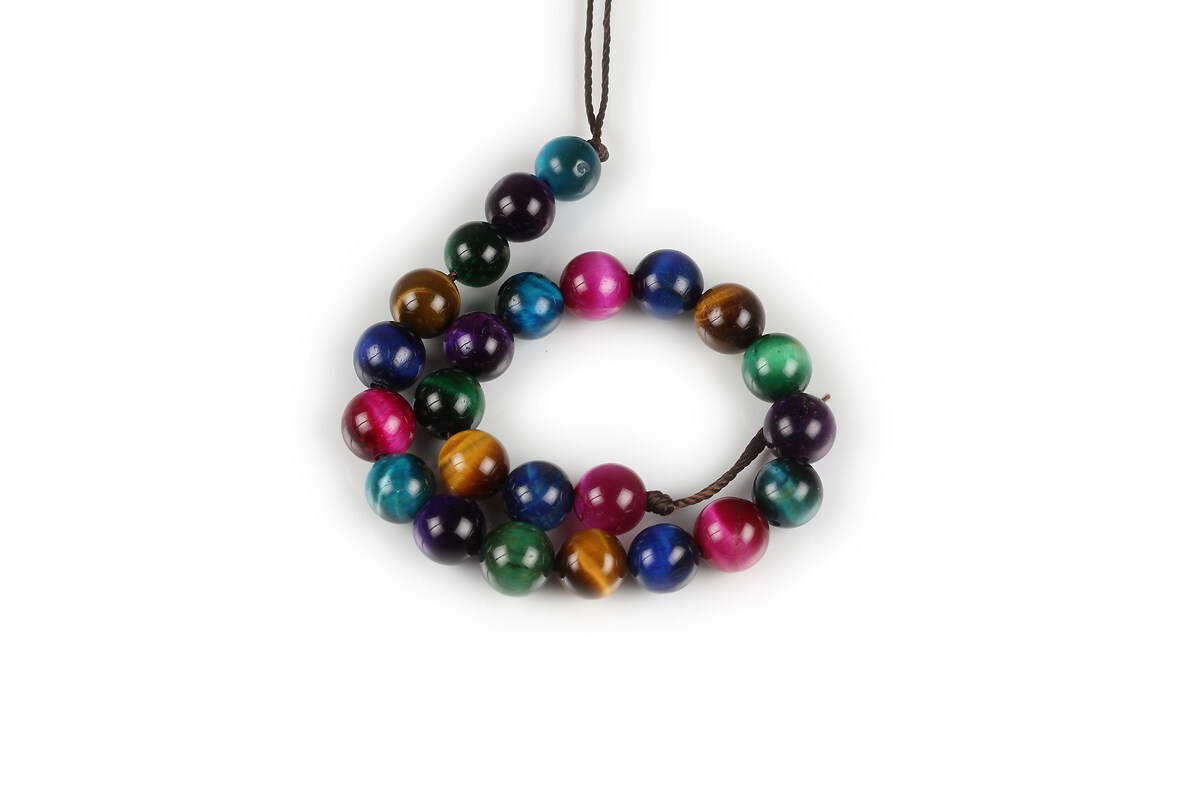 Mărgele scurt ochi de tigru multicolor sfere 8 mm (sirag)