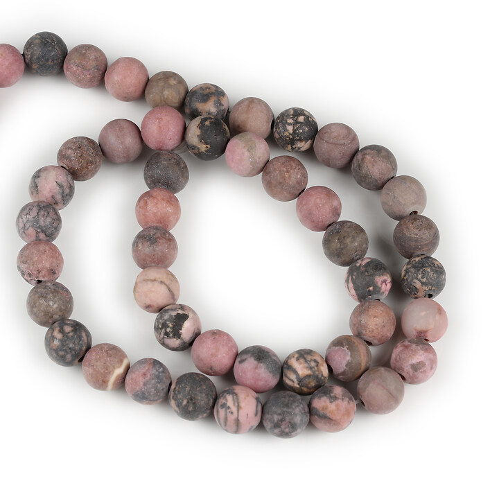 Margele rodonit frosted (mat) sfere 8mm (sirag)