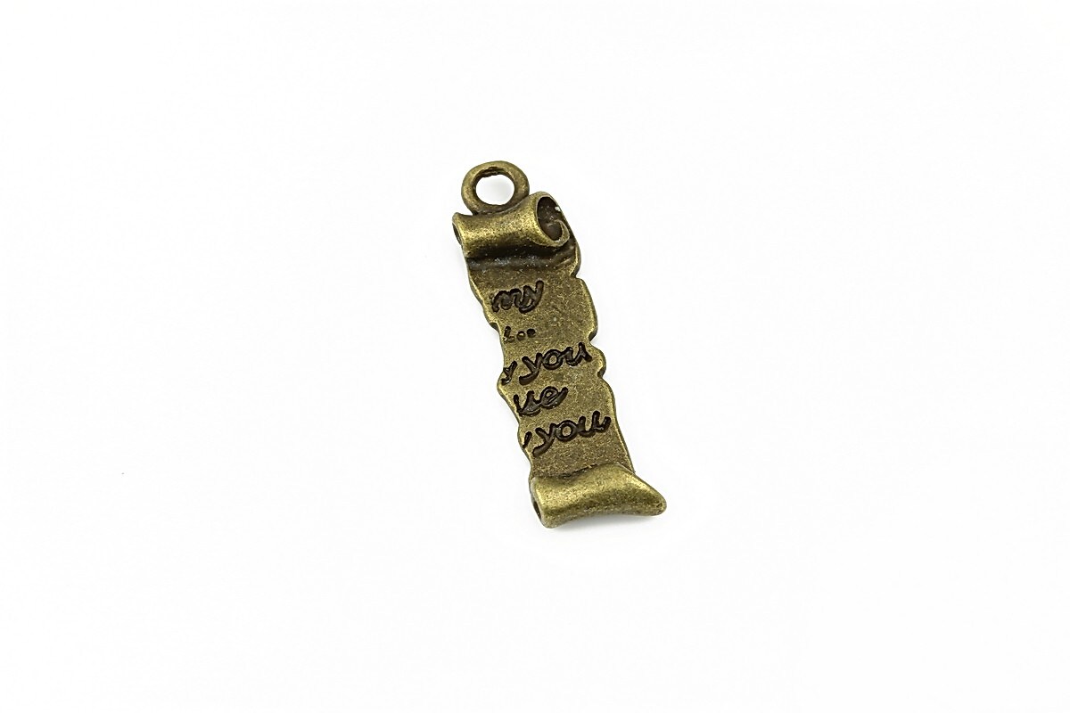 Charm bronz pergament 28x8mm