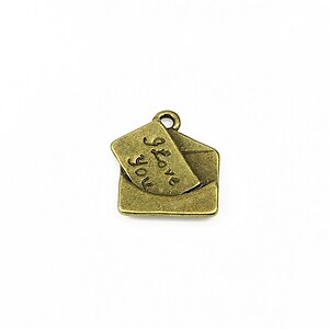 Charm bronz scrisoare 18x15mm