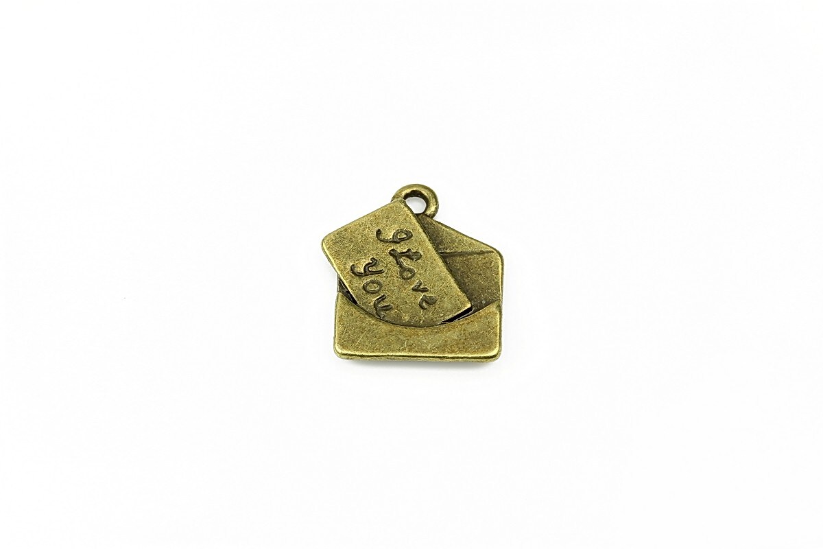 Charm bronz scrisoare 18x15mm