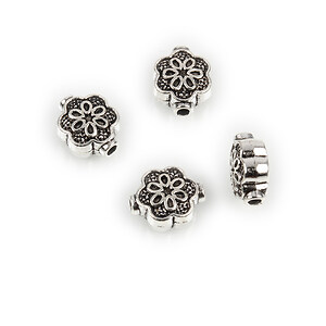 Distantier argintiu antichizat floare 9,5x8mm