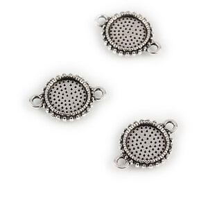 Link (baza cabochon) argintiu antichizat 16x11mm, interior 8mm