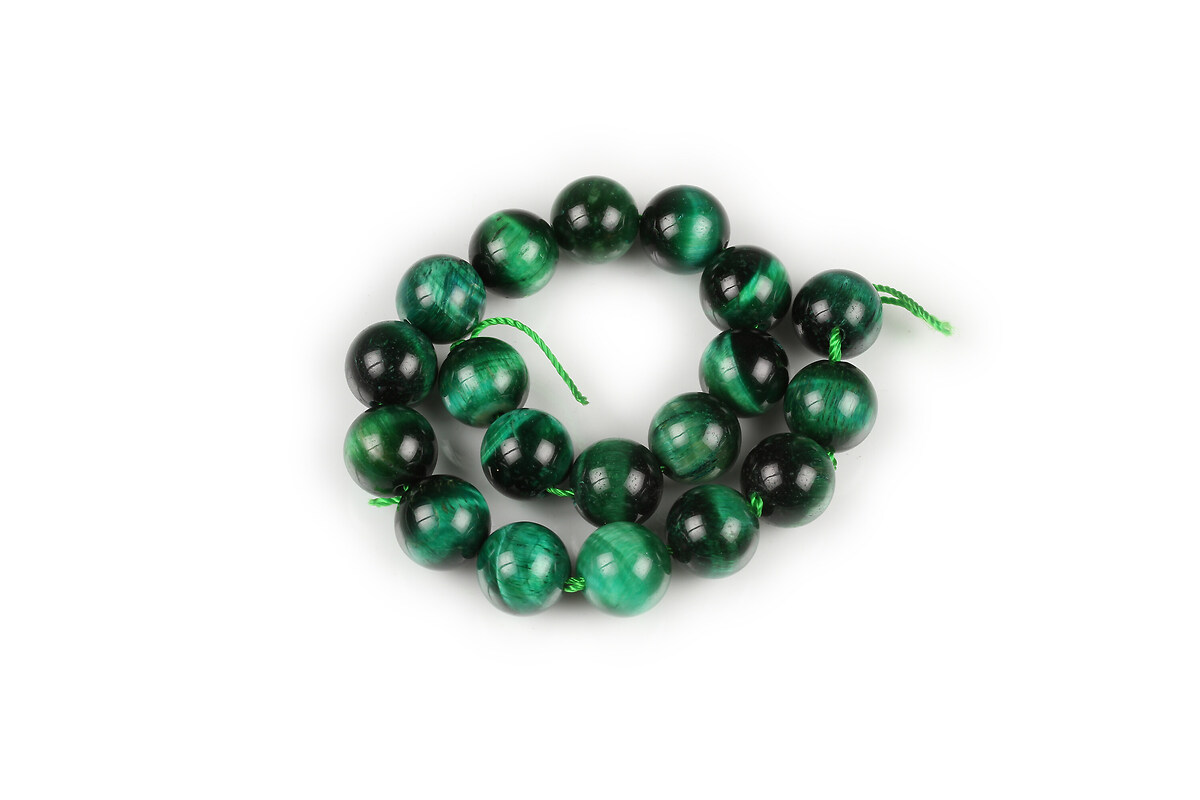 Mărgele scurt ochi de tigru verde sfere 10 mm (sirag)