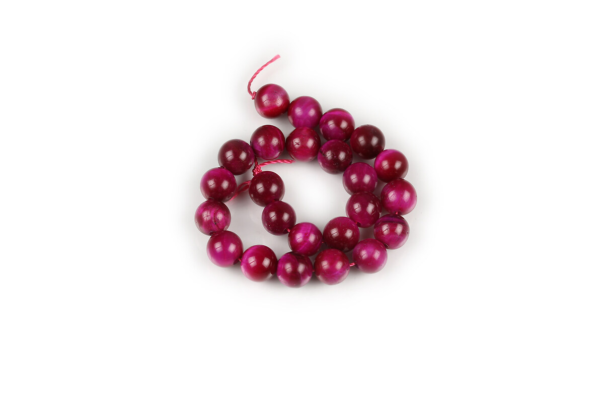Mărgele scurt ochi de tigru fucsia sfere 8 mm (sirag)
