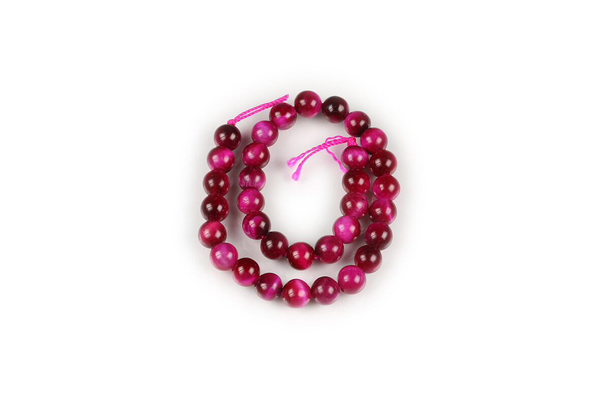 Mărgele scurt ochi de tigru fucsia sfere 6 mm (sirag)