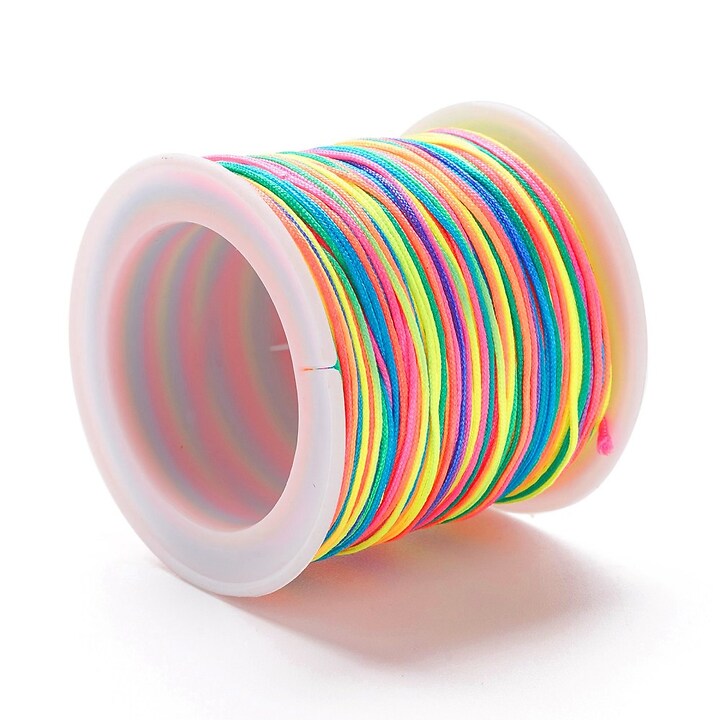 Snur nylon Shamballa grosime 0,8mm, rola de 90m - multicolor neon