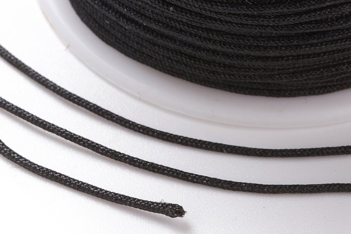 Snur nylon Shamballa grosime 0,8mm, rola de 90m - negru