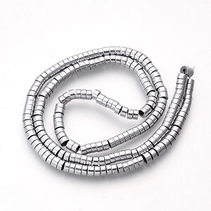 Margele hematit electroplacat stil heishi rondele placate argintiu 2x4mm (sirag)
