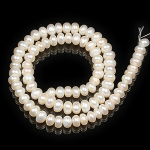 Sirag perle de cultura albe rondele aprox. 6x7mm