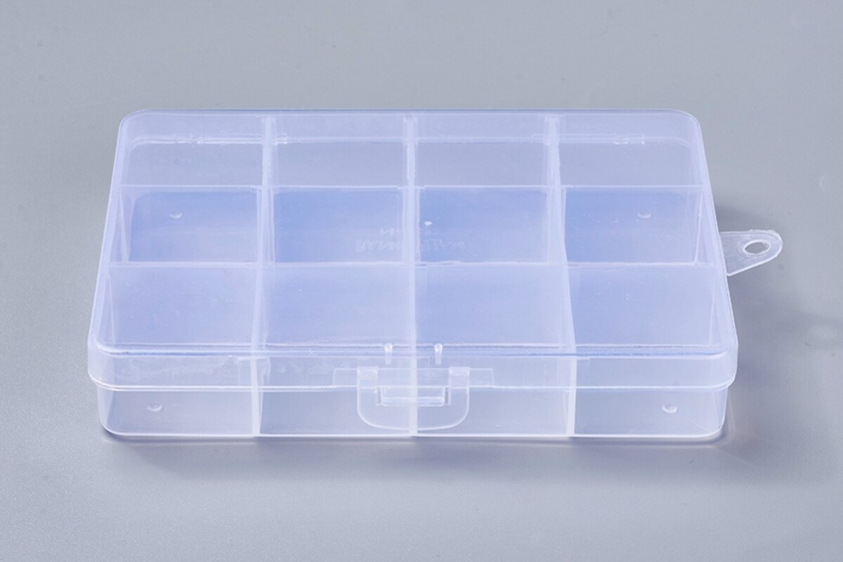 Cutie plastic pentru margele cu 12 compartimente fixe 13x10x2,2cm