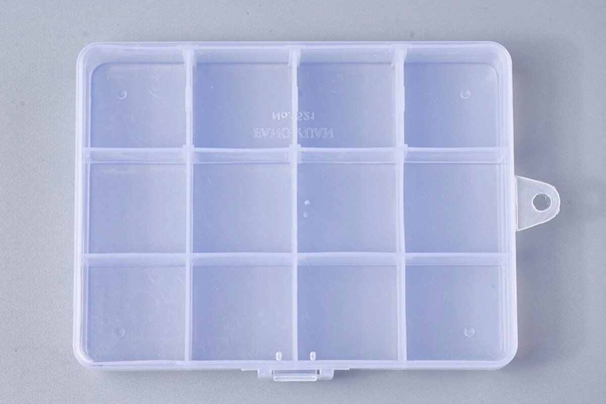 Cutie plastic pentru margele cu 12 compartimente fixe 13x10x2,2cm