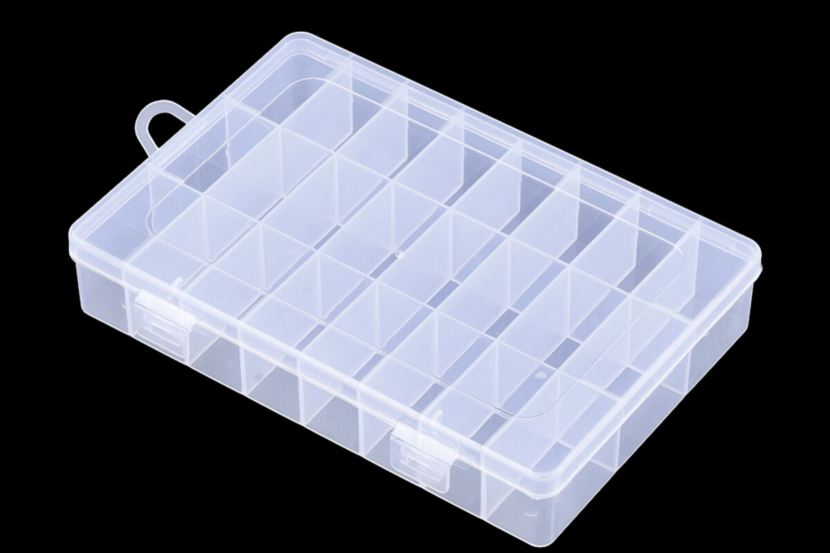 Cutie plastic pentru margele cu 24 compartimente fixe 19,5x13x3,6cm